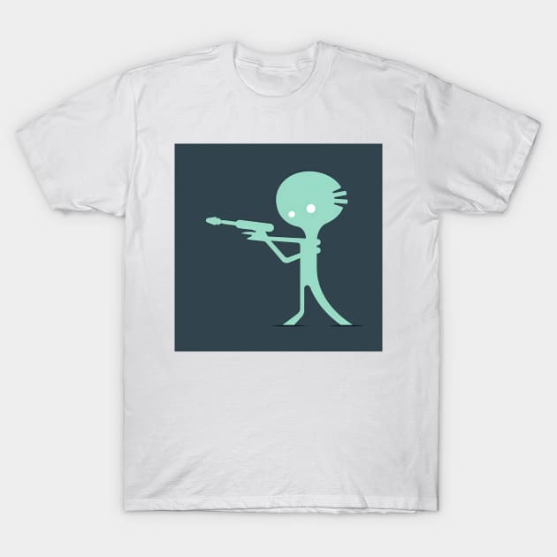 Alien with a Laser Gun T-Shirt by Testes123